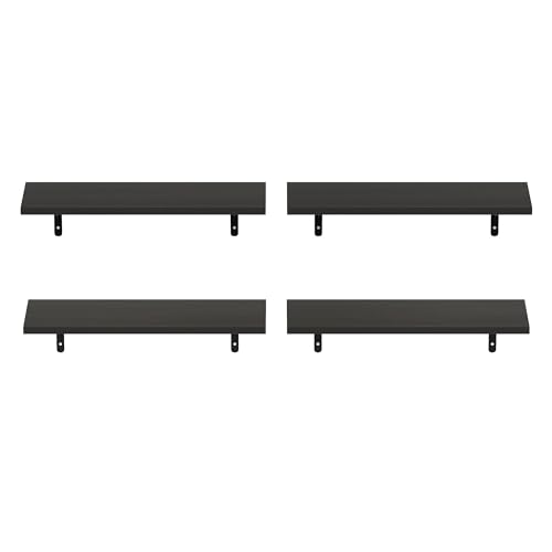 Furinno Rossi Floating Shelves for Wall Set of 4, 18-Inch Wall Shelf, Floating Shelf, Wall Mounted Shelves, for Bathroom, Bedroom, Living Room, Espresso - color: Espresso, size: 19-Inch, Set of 4