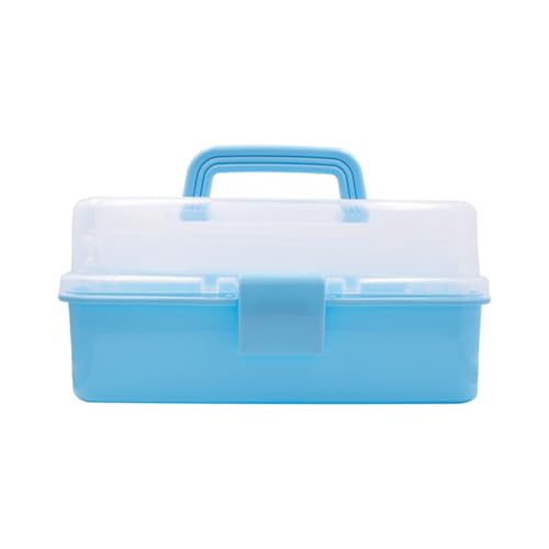 ANGELS CRAFT Clear Plastic Container 3 Layers Organizer Box - Ideal for Beads, Art Supplies, DIY Crafts, Jewelry and Small Items - 11 x 6.7 x 5” - size: 3 Layers - Blue, 11 inch