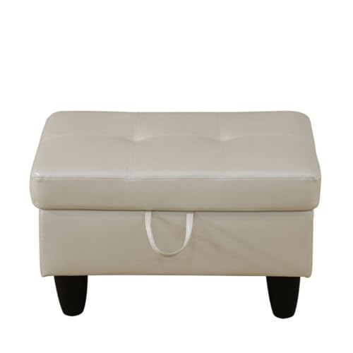 Ottoman Storage Ottoman Bench Faux Leather Footrest Footstool with Hinged Lid for Living Room, Bedroom, Entryway, Pearl White, 28.5"X19"X17.5" - color: Pearl White
