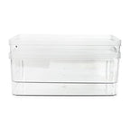 Isaac Jacobs 2-Pack Large Clear Storage Bins (11.5” L x 14” W x 5.5” H) w/Cutout Handles, Plastic Organizer for Home, Office, Kitchen, Fridge/Freezer, Bathroom, BPA Free, Food Safe (Large) - size: Large