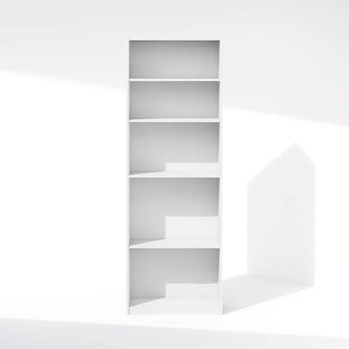 Furinno Reed Closet Organizers and Storage, 5-Tier Closet Organizer, Open Shelf Closet Storage, for Wardrobe, Bedroom, Living Room, White - color: White, size: 5-Tier Adjustable
