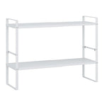 Expandable Cabinet Shelf Organizer Rack, Stackable Kitchen Counter Storage Shelves Stand, Adjustable Height Pantry Shelf Spice Rack (White-2 Pack, 8.7" D x 15.4-26.8" W x 9.8" H) - color: White-2 Pack