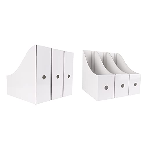 Limitliho Magazine Holde ( White, 6 Pack), Magazine File Holder for Home, Office, Desk, 10.6'' H×10.2'' L ×3.5''W Magazine Storage Box - color: White, size: 6 Pack