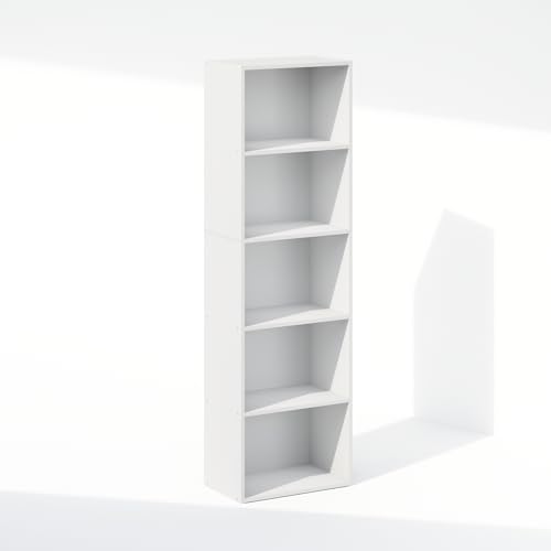 Furinno Reed Closet Organizers and Storage, 5-Tier Closet Organizer, Open Shelf Closet Storage, for Wardrobe, Bedroom, Living Room, White - color: White, size: 5-Tier, 15.8"W