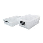 4-Pack 40 Quart Large Plastic Under Bed Storage Bin, Underbed Box With Wheels/Lids, Clear - size: 40 Quart