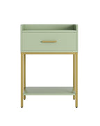Nightstand,Modern Bedside Table Night Stand with Storage Drawer and Open Shelf,Small End Side Table for Bedroom,Living Room,Green - color: Green