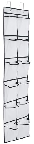 GOMAJI 12 Large Pockets Over Door Hanging Shoe Organizer, White - color: White