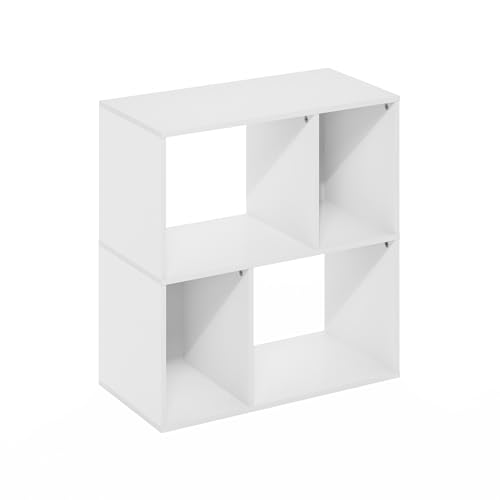 Furinno DALY Book Shelf, 4-Cube Bookshelf, Cube Storage Organizer Bookcase with Irregular Compartments, 11.7 x 23.6 x 24.7, for Living Room, Bedroom, Home Office, White - color: White, size: Irregular, 4-Cube
