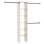 ClosetMaid SuiteSymphony Wood Closet Organizer Kit with Tower, (3) Hang Rods, (5) Shelves (2-Adjustable), Fits Spaces 4-9 ft. Wide, White Timber