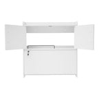 Wall Mounted Folding Desk with LED Light, Space-Saving Laptop Table for Home Office, Writing Workstation with Storage Shelves and Drawer, Floating Cabinet, 58x20x60cm (White) - color: White