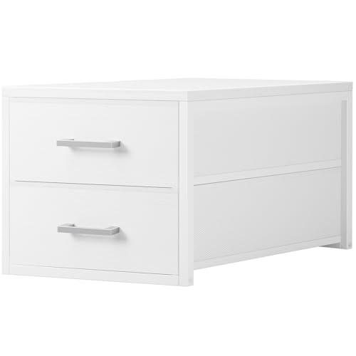 BOLUO Stackable Storage Drawers Closet Organizers and Storage Fabric White 2 Drawer Dresser for Bedroom Modern - color: White, size: Deep(15.4"D x 11.4"W x 12"H)