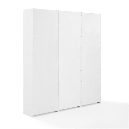 BOWERY HILL 3-Piece Modern Wood Entryway Set, 74 in H x 66 in W x 16.38 in D, MDF and Birch Veneer, White Finish, Includes Hall Tree with Hooks and 2 Pantry Closets, Modular Storage for Home
