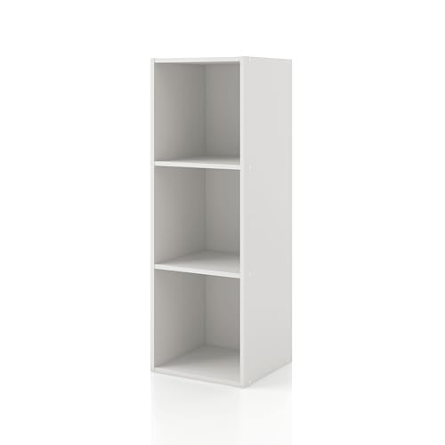 Homes: Inside + Out Apexa 3-Cube Storage Organizer Shelves, Stackable Wood Bookcase Fits Cubby Bins for Organization, Dorm Teen Room Decor & Home Office, White - color: White, size: 3-Cube