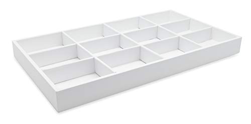 The Display Guys - Stackable Jewelry Tray and Organizer - for Drawers, Dressers, Store Display (12 Compartments, White Leatherette) - color: Leatherette White, size: 12 Compartments