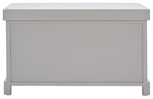 SAFAVIEH Home Collection – Freddy Vintage Grey Storage Bench with Wicker Baskets & Cushion, Entryway Seating Bench, Fully Assembled (AMH5736F) - color: Vintage Grey