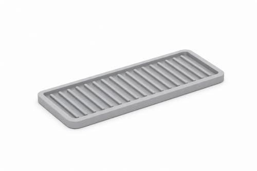 ZAPPOWARE Silicone Kitchen Sink Caddy Sponge Holder 11"x 4.33", Gray - Bathroom Vanity Tray Organizer, Kitchen Soap Tray for Dish Scrubber, Soap Dispenser and Sponge - color: Gray, size: 11" x 4.3" x 0.4"