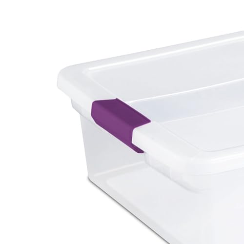 Sterilite 32 Qt ClearView Latch Storage Box, Stackable Bin with Latching Lid, Plastic Container to Organize Clothes Underbed, Clear Base, Lid, 6-Pack - size: 6 Pack, style: 32 Quart