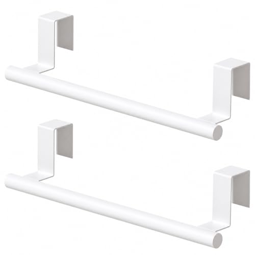 Cabinet Door Towel Holder, Over Cabinet Towel Bar, Stainless Steel Dish Towel Holder for Cabinet Door Kicthen Towel Rack, White 2 Pack - color: White