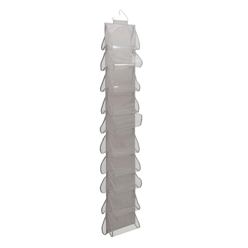 Household Essentials 20-Pocket Closet Shoe File, Single Hook System - color: Silver
