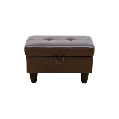 Ottoman Storage Ottoman Bench Faux Leather Footrest Footstool with Hinged Lid for Living Room, Bedroom, Entryway, Brown, 28.5"X19"X17.5" - color: Brown