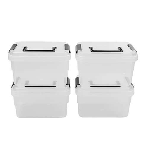 Jekiyo 2.5 Quart Plastic Latching Box, Clear Bin with Black Handle, 4 Packs - size: 2.5 Quart