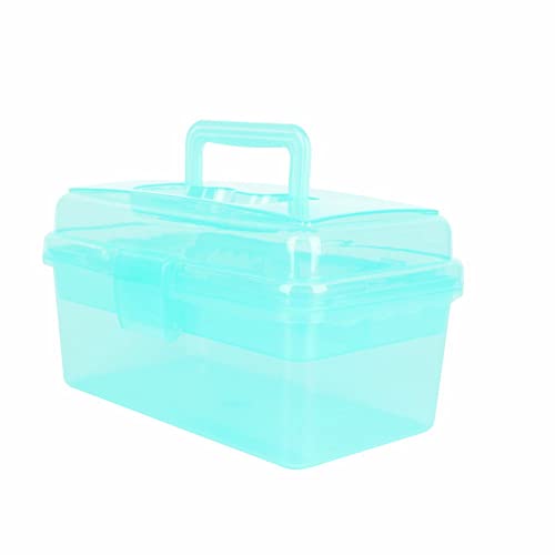 BangQiao Multipurpose Plastic Art and Craft Supply Storage Container Bin Case with Removable Tray and Handle, First Aid Box Organizer, Clear&Green - color: clear/green