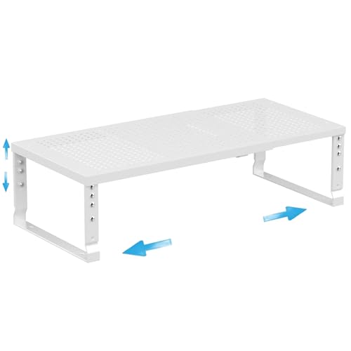 Expandable Spice Rack Kitchen Cabinet Shelf Organizer, Stackable Storage Shelves Racks, Adjustable Counter Shelving for Cabinets, Countertop, Cupboard,Pantry and More(1Pack/White/Medium) - color: White, size: 1 PACK/WHITE/MEDIUM