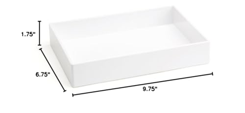 Poppin Stackable Medium Accessory Tray - Modular Lacquer Desk Trays for Office Organization, Color-Coordinated Office Supplies for Desk, Paper Trays (White, Medium Accessory) - color: White, size: 9.8" x 6.8" x 1.8"