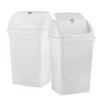 Superio Kitchen Trash Can 13 Gallon with Swing Lid, Plastic Garbage Can Outdoor and Indoor, Large 52 Qt Recycle Bin and Waste Basket for Home, Office, Garage, Patio, Restaurant (White) - size: 13 Gallon, style: 2 Pack