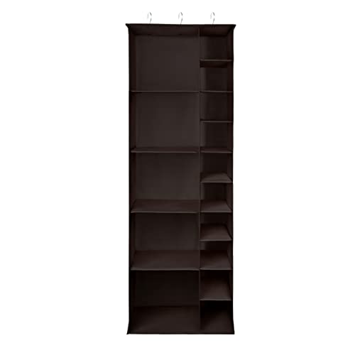 Libeder Shoe Organizer for Closet, 15 Shelf Hanging Closet Storage Shelves - 10 Shoe Rack Organizer and 5 Compartment for Clothes with 6 Side Mesh Pockets for Scarf, Socks,Gloves Coffee - color: Coffee