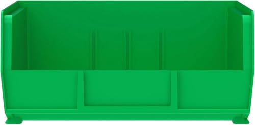 Akro-Mils 30235 AkroBins Plastic Storage Bins, Space-Saving Stackable Bins for Garage, Pantry, Craft Organization, 11" x 11" x 5", Green, 6-Pack - color: Green