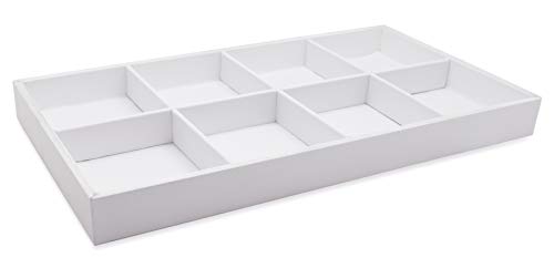 The Display Guys - Stackable Jewelry Tray and Organizer - for Drawers, Dressers, Store Display (8 Compartments, White Leatherette) - color: Leatherette White, size: 8 Compartments