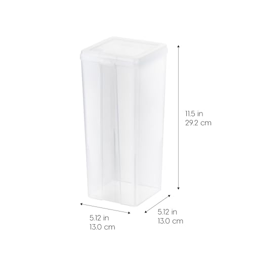 IRIS USA Vertical Plastic Flip Top Storage Containers Bins with Lids for Pantry, Home, Office, Organization, Large, Stackable Hinged Organizer with Latches, Clear, 4 Pack - size: Large - 4 Pack