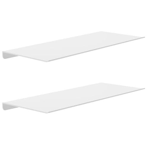 MKO 12" Floating Shelves for Wall, Small Metal Wall Mounted Shelf for Bathroom, Bedroom, Living Room, Kitchen, Little Hanging Shelves for Books/Storage/Room Decor 2 Packs, White - color: White, size: 12 IN