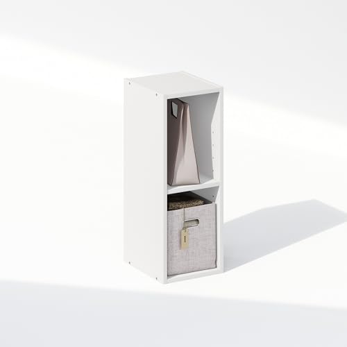 Furinno Reed 2-Tier Closet Organizers and Storage, Closet Organizer, Open Shelf Closet Storage, for Wardrobe, Bedroom, Living Room, 8-Inch Width, White - color: White, size: 2-Tier; 7.9" W