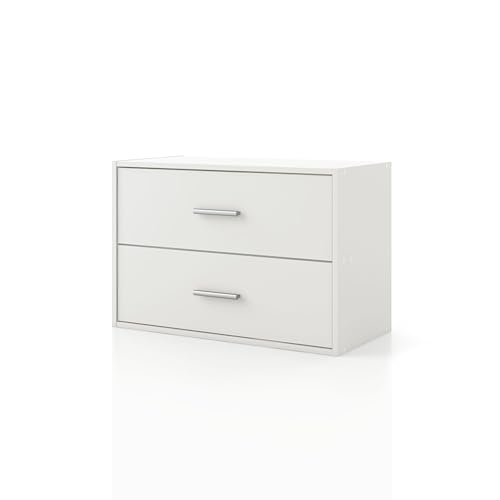 Homes: Inside + Out Apexa 2-Drawer Wooden Stackable Storage Drawers, Small Food Pantry Cabinet, Cajonera De Madera, Underbed Drawer Dorm Teen Room Decor & Bedroom, Home Office, Kitchen, White - color: White, size: 2-Drawer