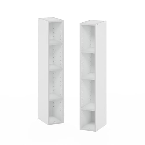 Furinno Fulda Book Shelf, 8-Tier Bookshelf, Bookcase with Space Saving Storage Shelf, 9.2 x 5.9 x 70.9, for Living Room, Bedroom, Home Office, for Living Room, Bedroom, Home Office, White - color: White, size: 8-Tier, 6-Inch Width