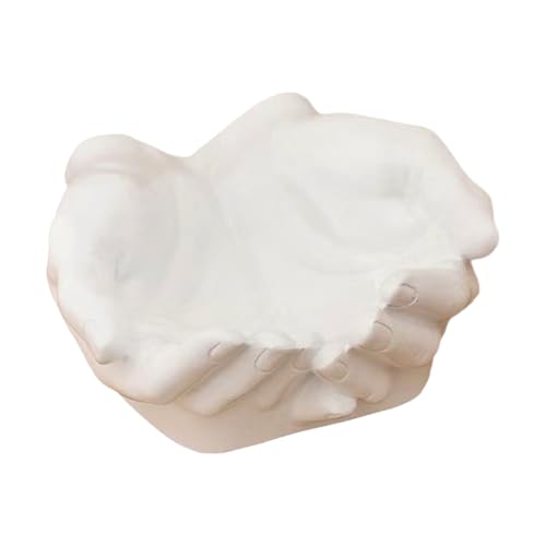 Hands Shape Key Storage Rack - Carved Hands clue Plate, Dependable Double Palm Clue Bowl | Innovative Keys Entryway Jewelry Dish Hand Shaped Tray, Entryway Sculptural Dish Hand Tray for Key - color: White