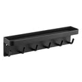 Keys Holder On Wall Adhesive Key Rack with Mail Organizer Wall Mount Key Hanger with 6 Hooks for Entryway Door Hallway and Office (Matte Black)