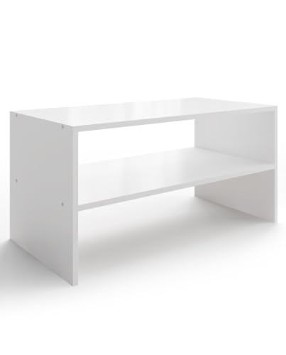 2-Tier Stackable White Shoe Rack, Wooden 2-Shelf Shoe Organizer Freestanding Shoe Storage Stand for 6-9 Pairs, Perfect for Closet, Entryway, Office Use - Modern White