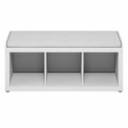 Furinno Cubicle Storage Bench, Shoe Bench with Padded Seat Cushion, 3-Cube Open Shelves Entryway Bench, for Closet, Entryway, Living Room, White