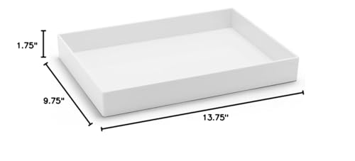 Poppin Large Accessory Tray, White, Rectangular - color: White, size: 13.8" x 9.8" x 1.8"