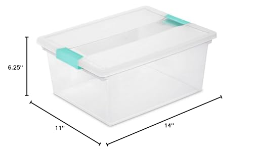 Sterilite Deep Clip Box, Stackable Small Storage Bin with Latching Lid, Plastic Container to Organize Paper, Office, Home, Clear Base and Lid, 1-Pack - size: Deep, style: 1 Pack