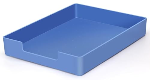 Letter-Size Tray, Desk Drawer Organizer, A4 Plastic Paper Tray for Office, School, Home Storage, and Storage Containers for Gift Wrap, and Crafts (Blue) - color: Blue
