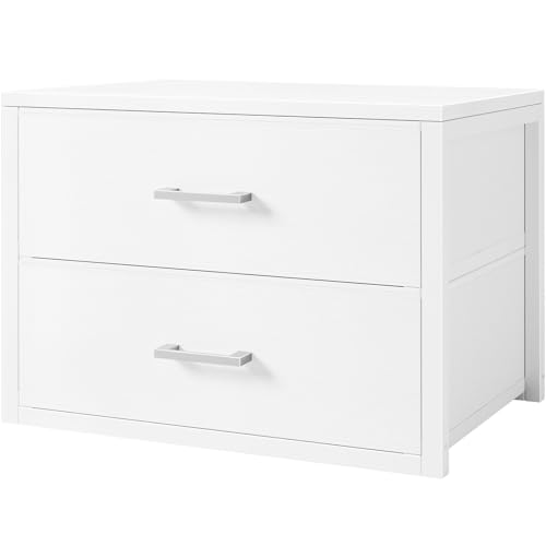 BOLUO Stackable Storage Drawers Closet Organizers and Storage Bins Fabric White 2 Drawer Dresser for Bedroom Office Modern - color: White, size: L(15.7"D x 21.1"W x 16.1"H)