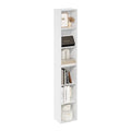 Furinno LUDER Book Shelf, 6-Tier Tall Modern Bookshelf, Bookcase with Open Shelves, 9.3 x 12 x 71, for Living Room, Bedroom, Home Office, White - color: White, size: 6-Tier, 12.1-Inch Width