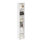 Furinno LUDER Book Shelf, 6-Tier Tall Modern Bookshelf, Bookcase with Open Shelves, 9.3 x 12 x 71, for Living Room, Bedroom, Home Office, White - color: White, size: 6-Tier, 12.1-Inch Width