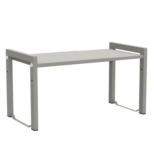 Expandable Cabinet Shelf Organizer 16-26" L Stackable Kitchen Counter Shelf Rack Stand Sink Riser Countertop Storage White (Normal 7.9”D) - color: White, size: 7.9"D (normal) - 1 Pack