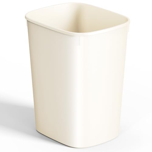CEROELDA Bathroom Trash Can with Lid, 10L/2.6 Gal Small Garbage Can with Press Top Lid, Slim Plastic Waste Basket for Toilet, Office, Bedroom(Beige) - color: 1 Pack-No Lid-Beige