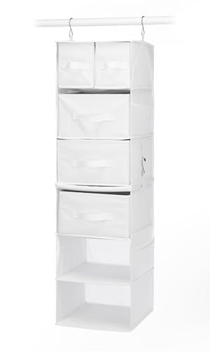 Whitmor Multi-Functional Hanging Organizer with Drawer Inserts- 5 Section - Closet Organizer - White - color: White, size: 5 Section Drawer